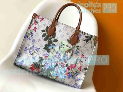 Copy L---V Monogram OnTheGo MM Flower Garden Handbag Medium Size